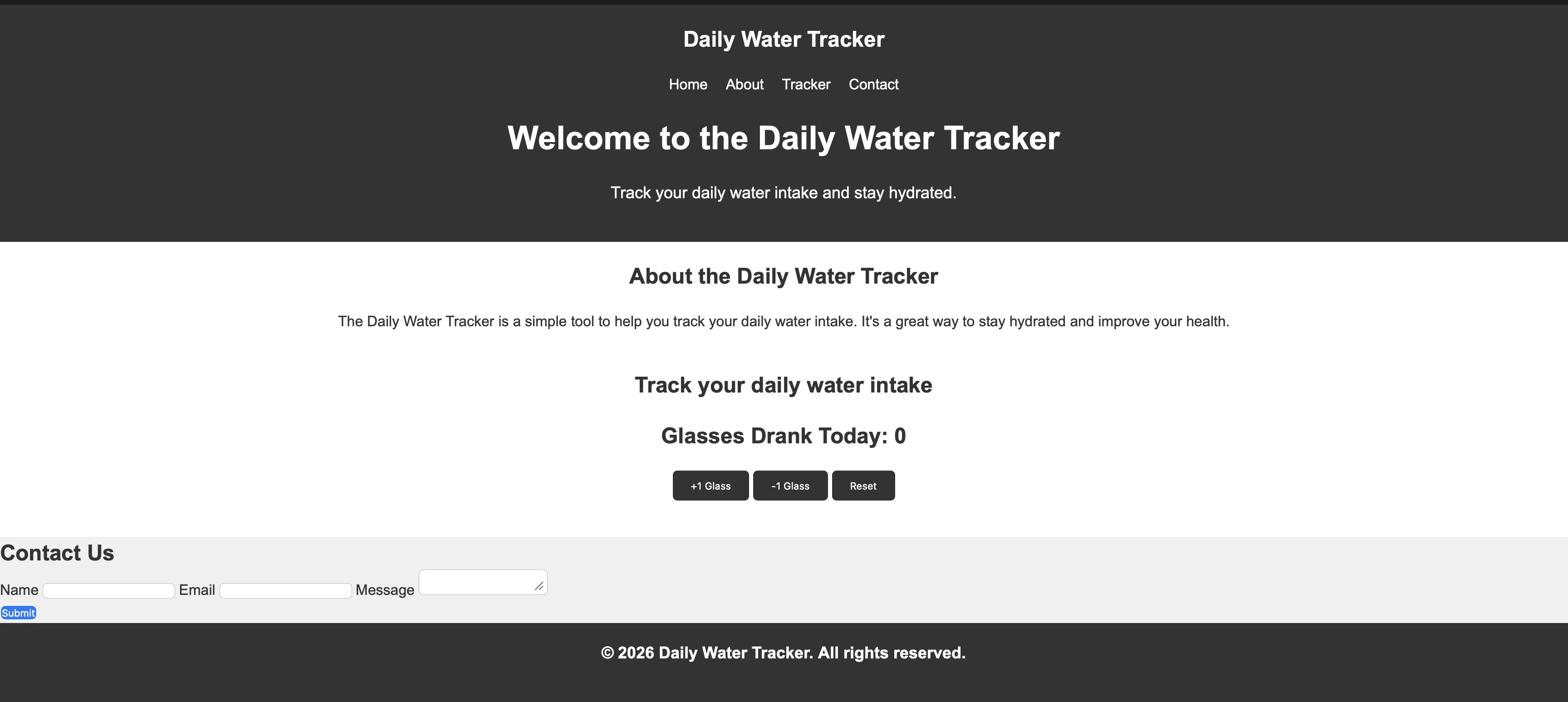 Daily Water Tracker wellness application